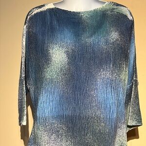 Blue Relaxed Boxy Tunic with Ribbed Texture